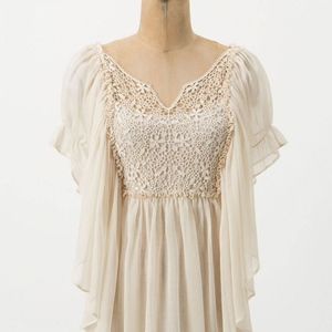 Anthropologie butterfly lace peasant blouse top 4