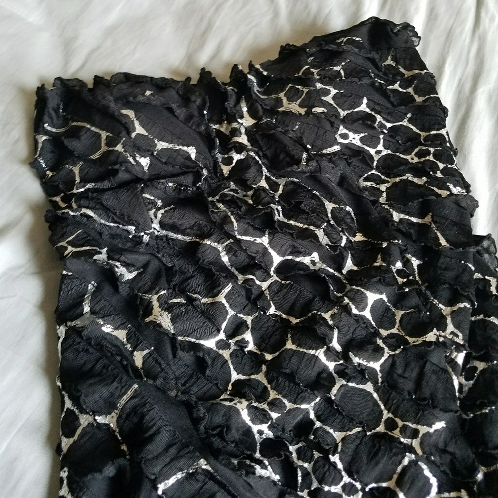 ruffled black and silver bodycon tube dress