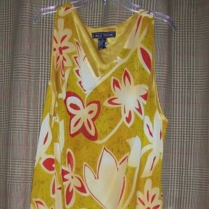 Gold and Red Sleeveless Swing Dress