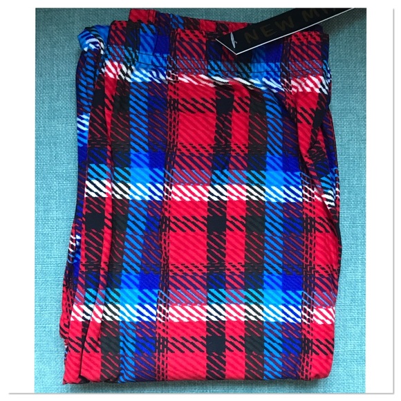 Red and Blue Plaid Leggings OS - Picture 5 of 7