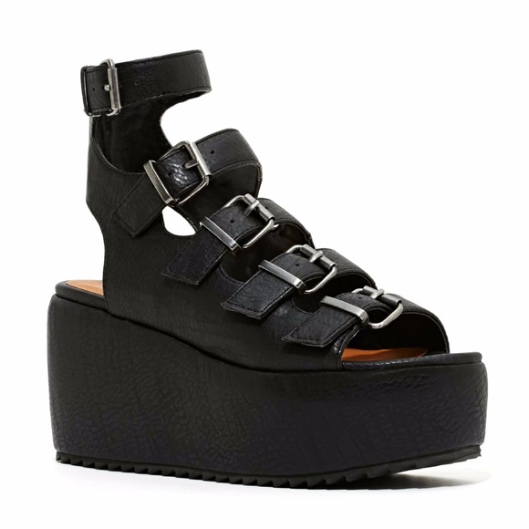 Nasty Gal Shoes - Strappy Black Platform Sandals