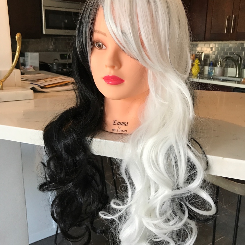 Long black and white Wig