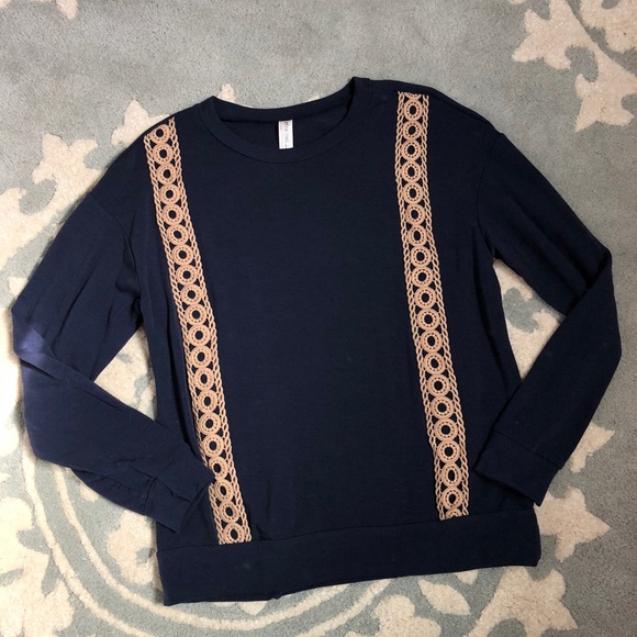 Dallas Navy Blue Embroidered Top - Picture 3 of 4