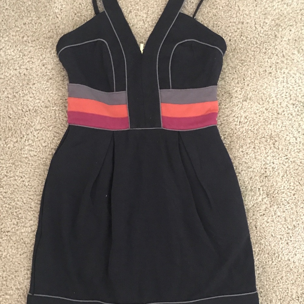BCBG V-Neck Black Dress with Pockets