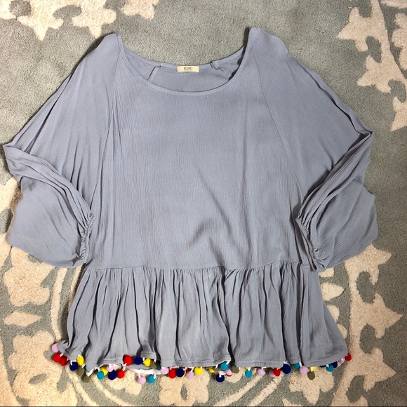 Savannah Pom Pom Loose Fitting Blouse - Picture 3 of 3