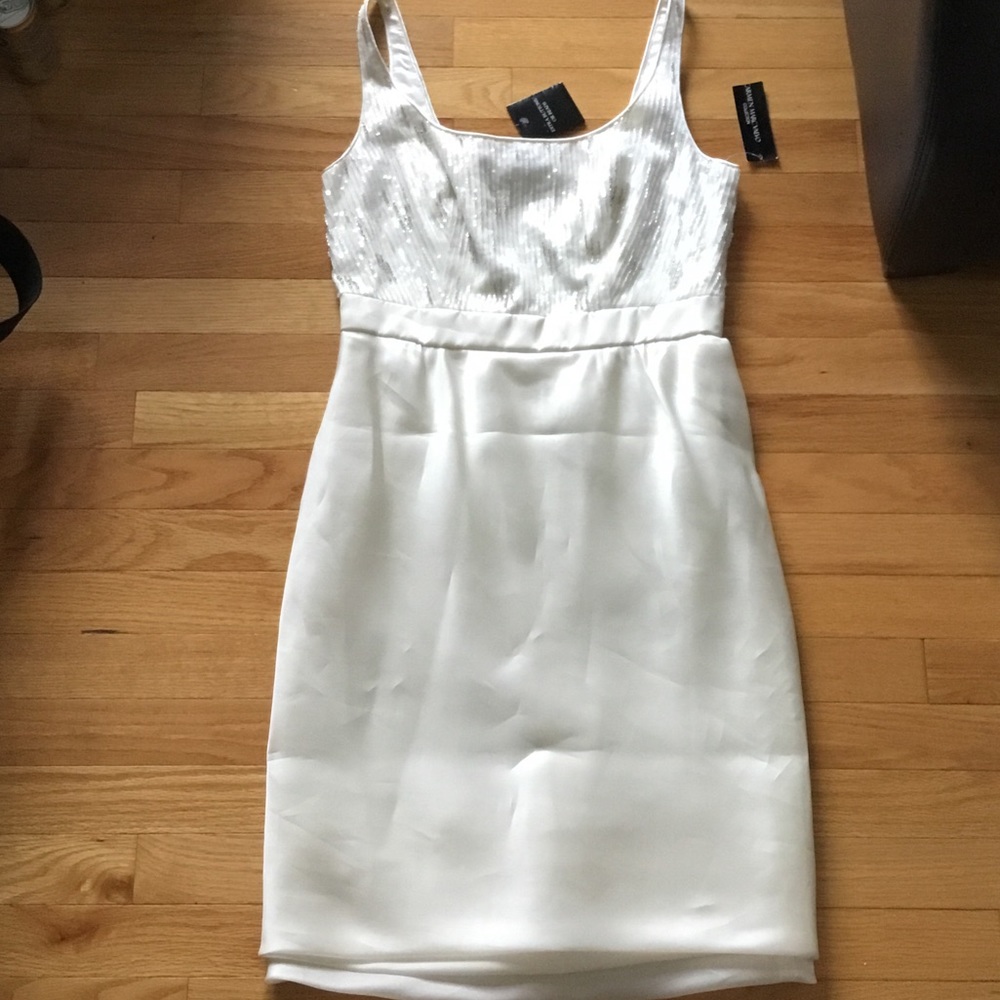 Carmen Marc Valvo Ivory Beaded Dress