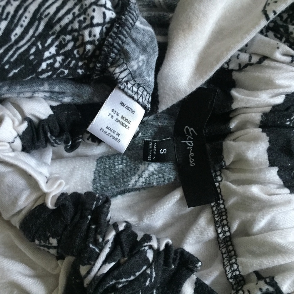 Express High Neck Stretch Tropical Pattern Longli… - image 7