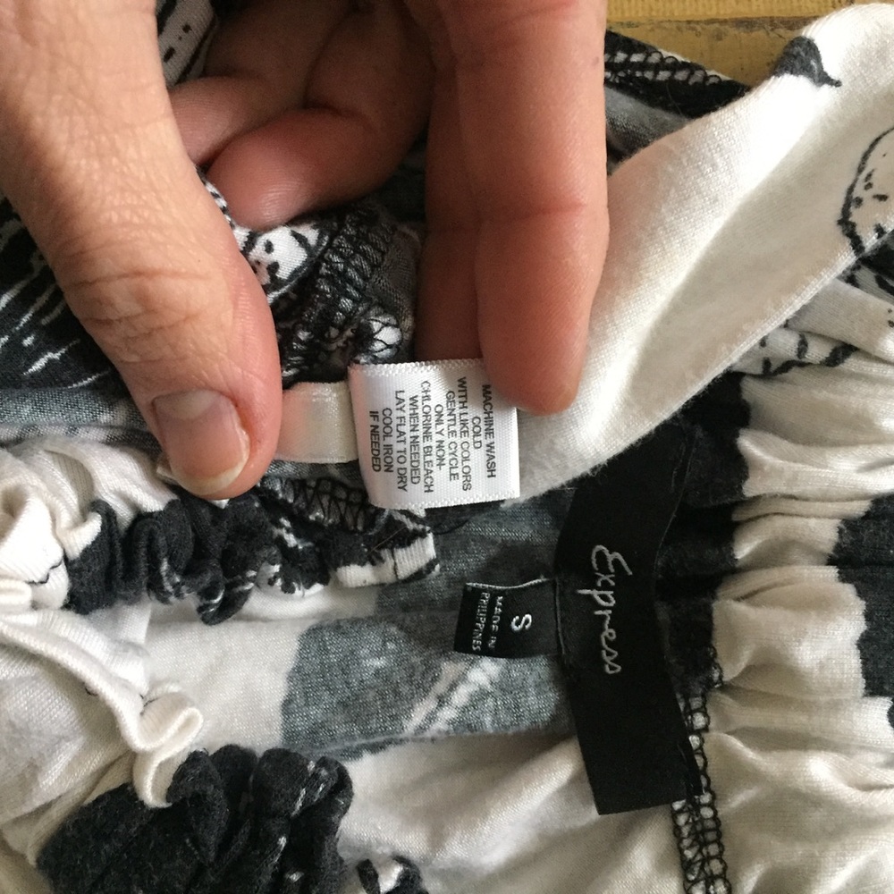 Express High Neck Stretch Tropical Pattern Longli… - image 8