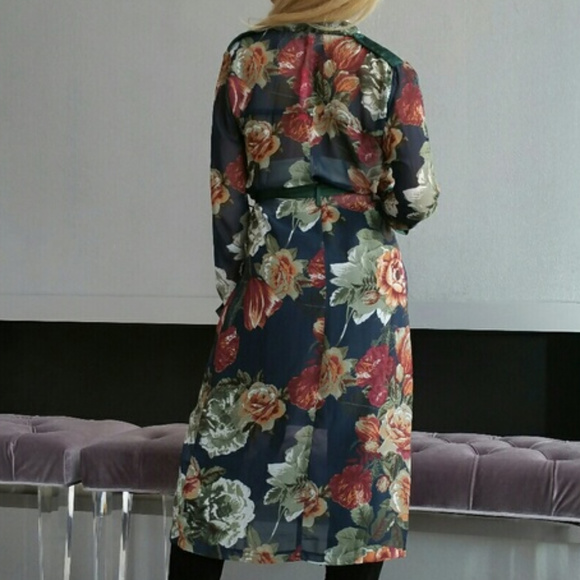 🔴LAST 1🔴 GREEN FLORAL PRINT DUSTER - Picture 3 of 4