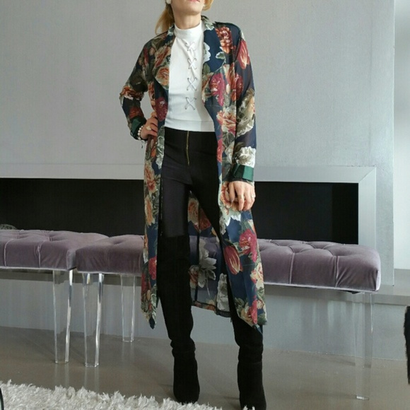 🔴LAST 1🔴 GREEN FLORAL PRINT DUSTER - Picture 4 of 4