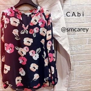 EUC CAbi Navy floral tunic S EUC CAbi Navy floral tunic S