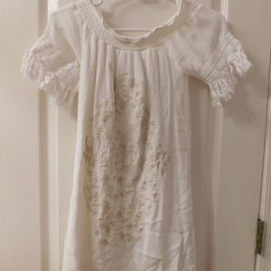 White dress with flower embroidery