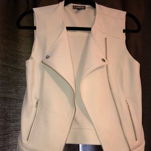 Express White Zipper Moto Jacket Vest Small