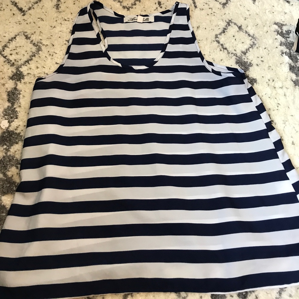 navy striped sleeveless blouse