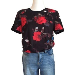 Black and Red Floral T-shirts