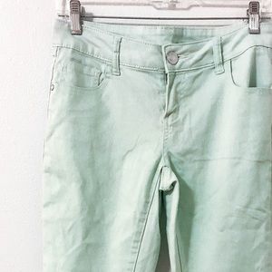 Mint green skinny jeans