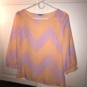 Tobi Blouse - Lilac and Light Orange Patterned
