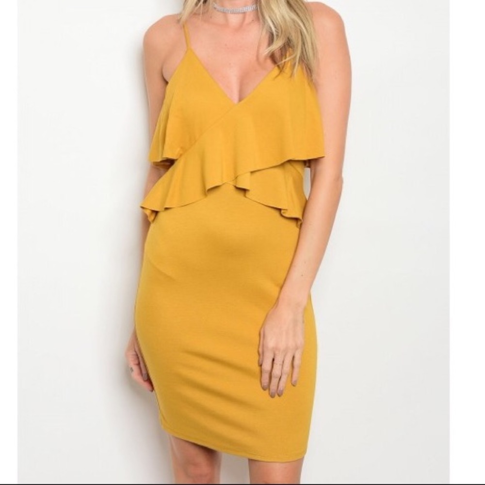 Mustard Yellow Ruffle Dress