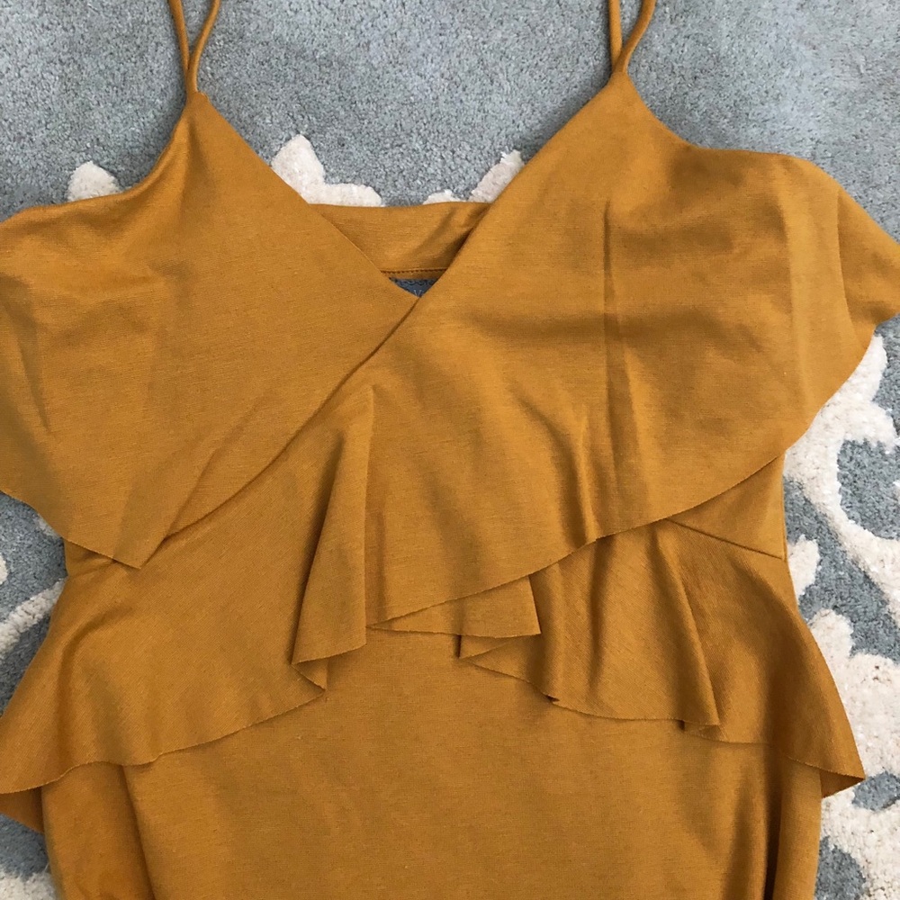 Mustard Yellow Ruffle Dress - Picture 2 of 4