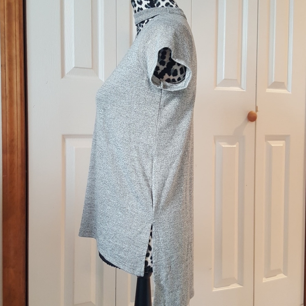 Poof Mock Neck Crisscross High Low Top - Picture 4 of 7