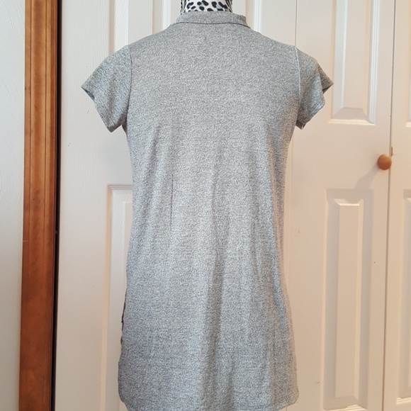 Poof Mock Neck Crisscross High Low Top - Picture 5 of 7