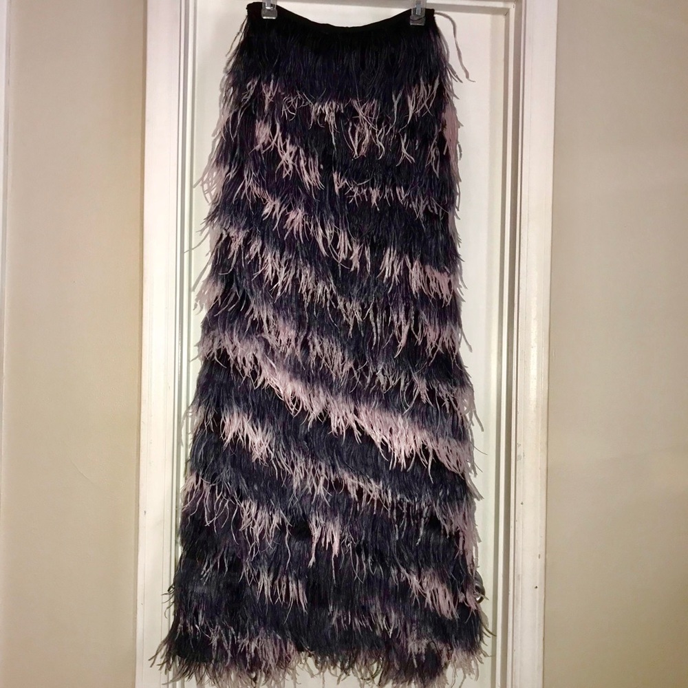 Line & Dot Ostrich Maxi Skirt