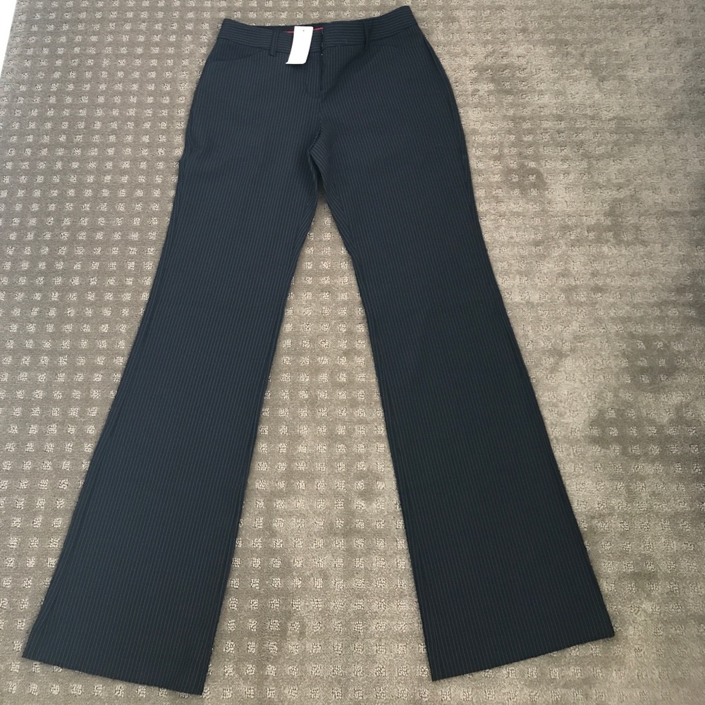 Express black and white pinstripe pants.