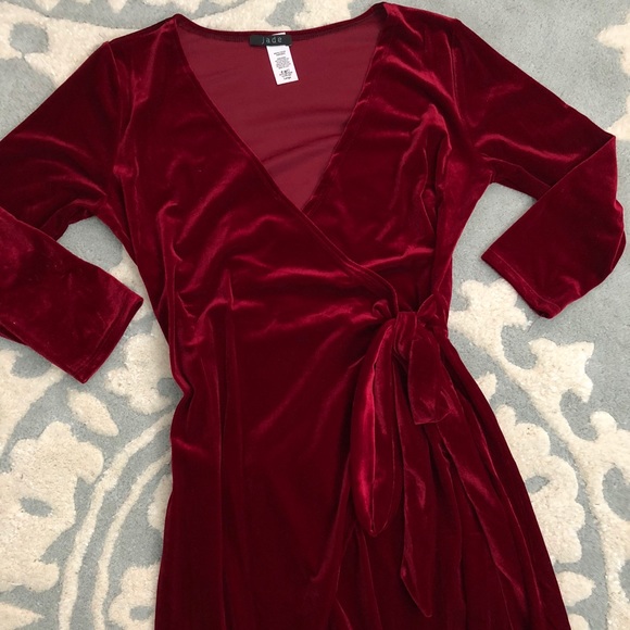 Holiday Red Velvet Wrap Dress - Picture 2 of 4