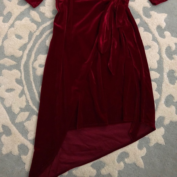 Holiday Red Velvet Wrap Dress - Picture 3 of 4