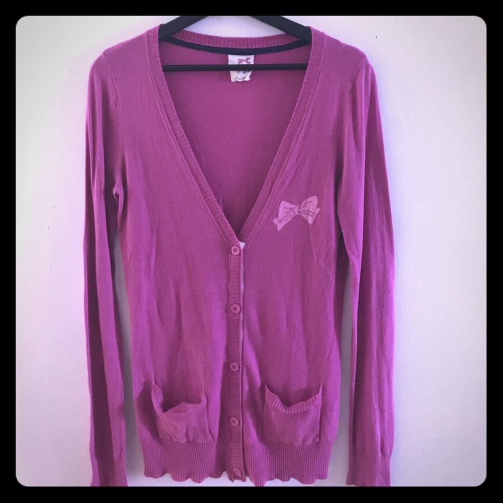 Pink Tommy Girl V-Neck Cardigan Sweater
