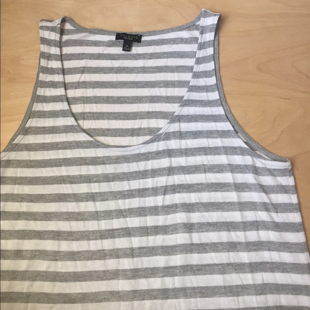 Talbots Silver Stripped Tank- Size medium - Picture 2 of 3