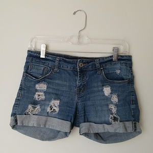 Klique B Denim Shorts With Distressing