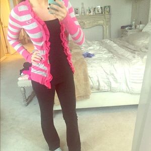 Grey and pink striped cardigan