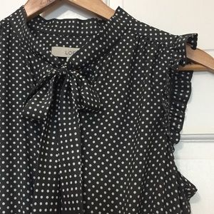 LOFT Dress, Gray w/ Cream Dots (10P)