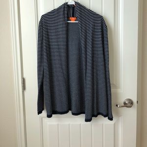 Navy Blue and White Striped Cardigan