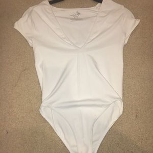White FREE PEOPLE plunged bodysuit