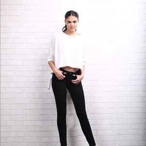 Light weight sweater material high low top