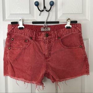 Free People Coral Corduroy Shorts