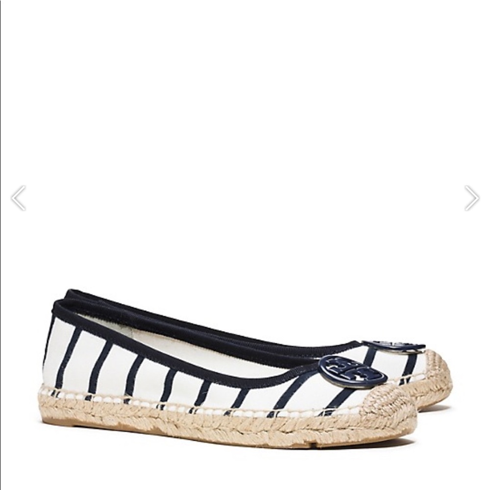 Tory Burch Navy Striped Ballet Espadrilles sz 7