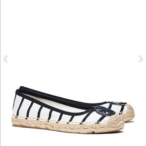 Tory Burch Navy Striped Ballet Espadrilles sz 7