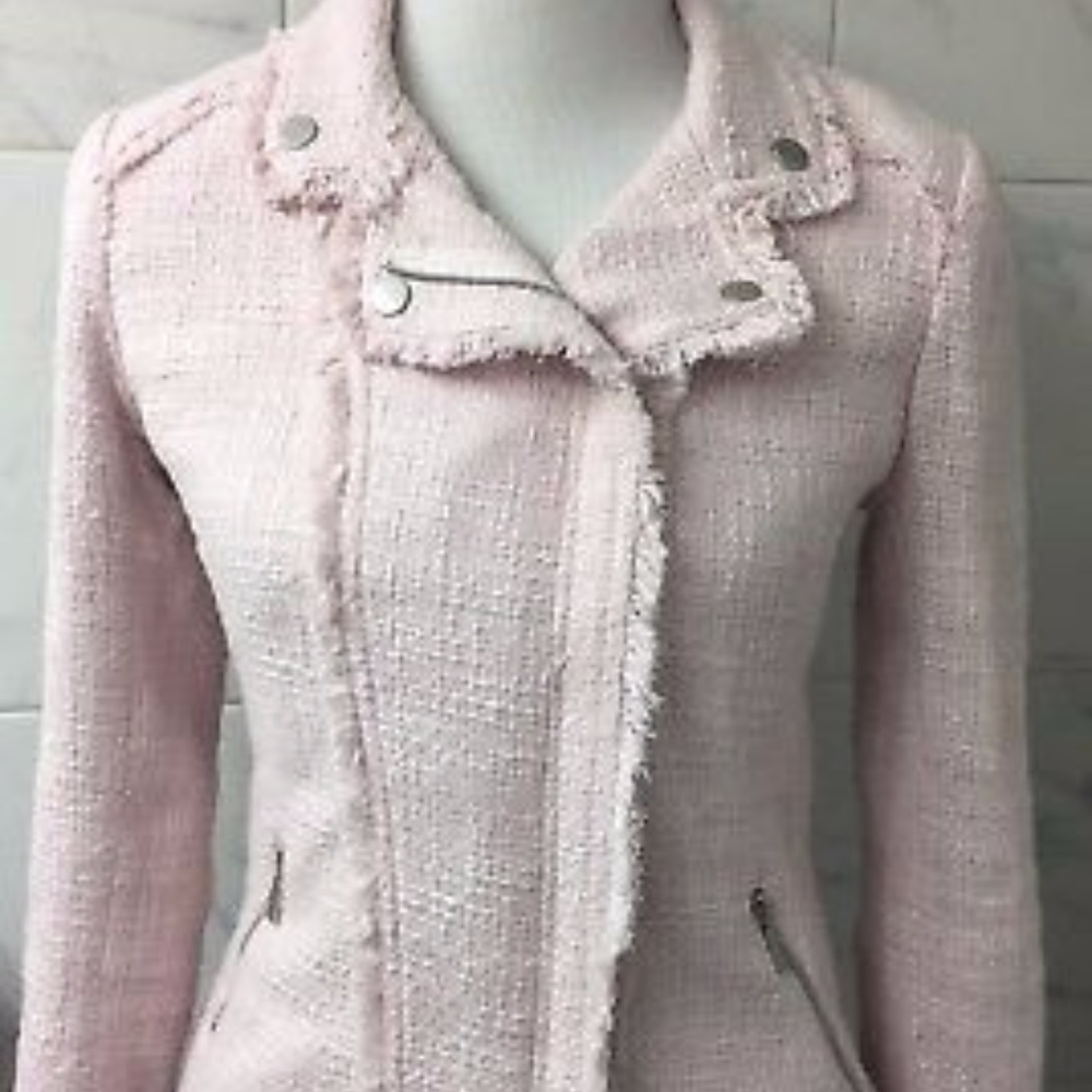 Belle Vere tweed moto jacket S NWOT