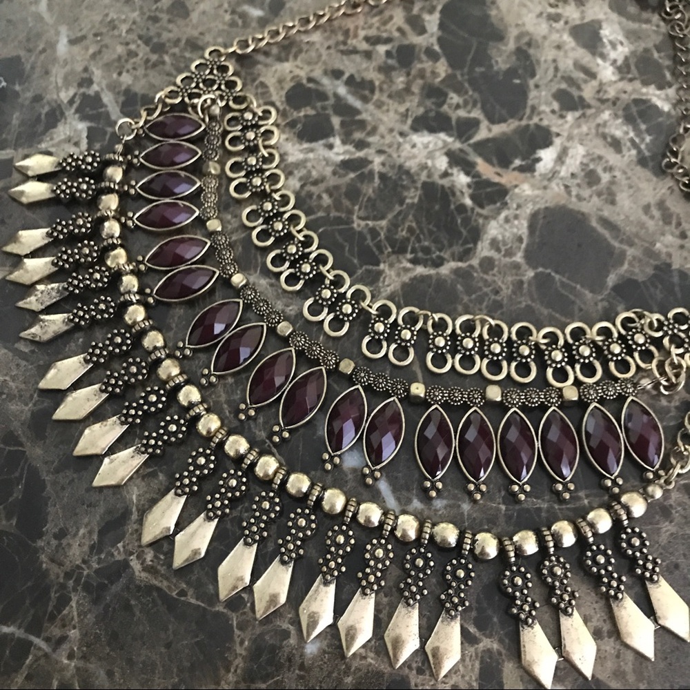 Forever 21 statement necklace - red & gold