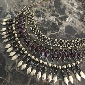 Forever 21 statement necklace - red & gold