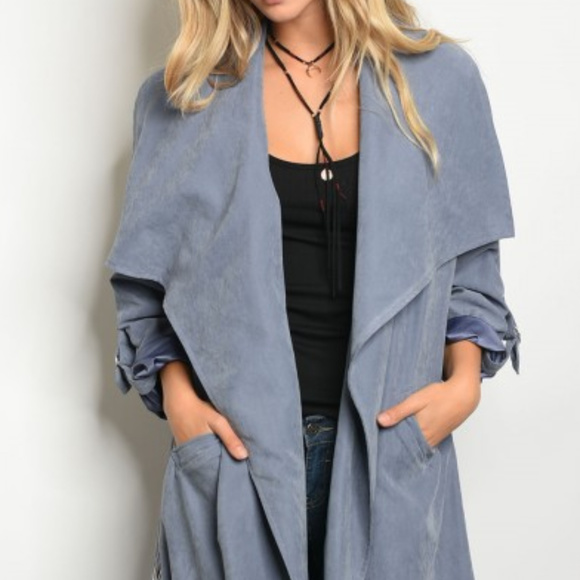 BELTED SUEDE DUSTER JACKET - Picture 2 of 3