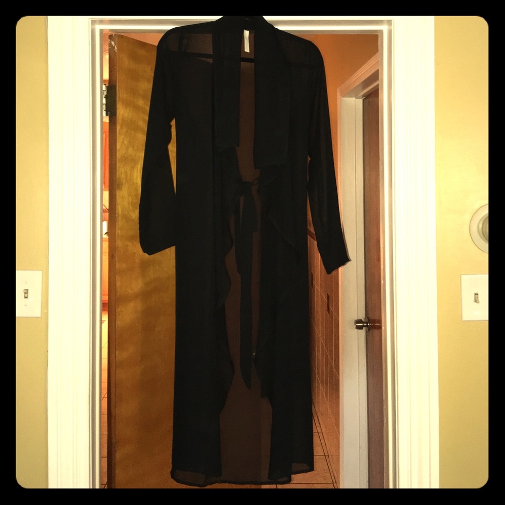 Black chiffon duster