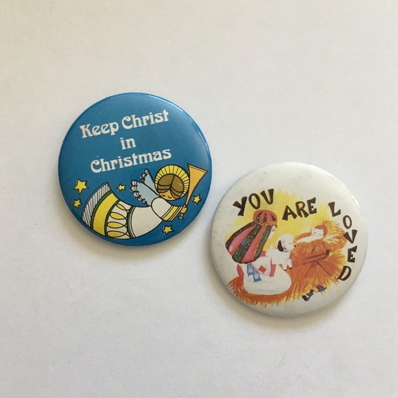 vintage accessories 80s religious christmas buttons poshmark keep christ in christmas buttons