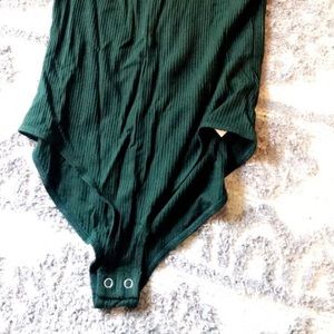 Hunter green plunged bodysuit