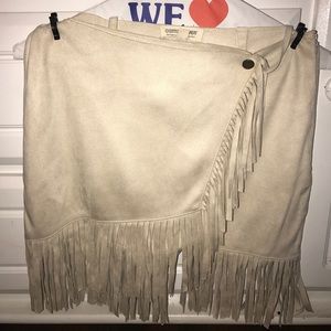 Cotton Candy LA Beige Fringe Skirt