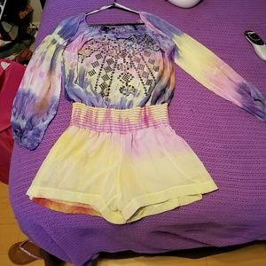 Va Va Voom vibrant embellished Chiffon romper