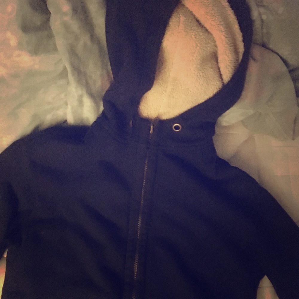 Black fur hoodie